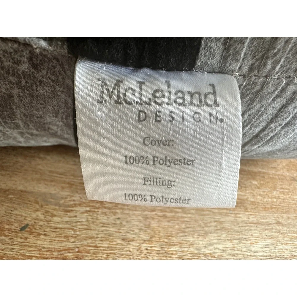 McLeland Design Grey Black Bolster Decorative Accent Pillow Pleated Colorblock